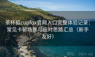 茶杯狐cupfox官网入口完整体验记录：常见卡顿场景与应对思路汇总（新手友好）