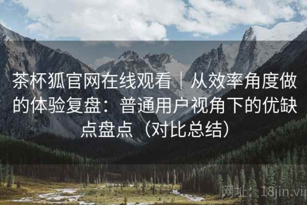茶杯狐官网在线观看｜从效率角度做的体验复盘：普通用户视角下的优缺点盘点（对比总结）