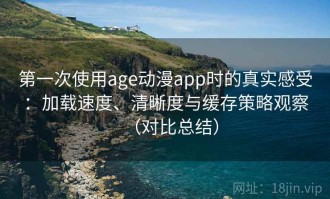 第一次使用age动漫app时的真实感受：加载速度、清晰度与缓存策略观察（对比总结）
