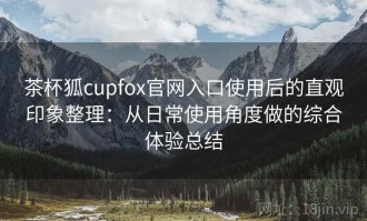 茶杯狐cupfox官网入口使用后的直观印象整理：从日常使用角度做的综合体验总结