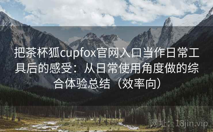 把茶杯狐cupfox官网入口当作日常工具后的感受：从日常使用角度做的综合体验总结（效率向）