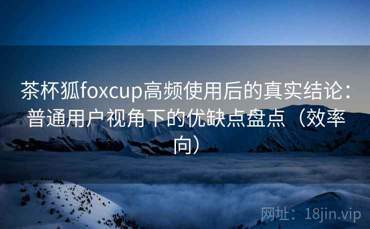 茶杯狐foxcup高频使用后的真实结论：普通用户视角下的优缺点盘点（效率向）