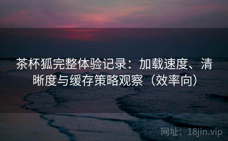 茶杯狐完整体验记录:加载速度、清晰度与缓存策略观察(效率向) 茶杯狐完整体验记录:加载速度、清晰度与缓存策略观察(效率向)